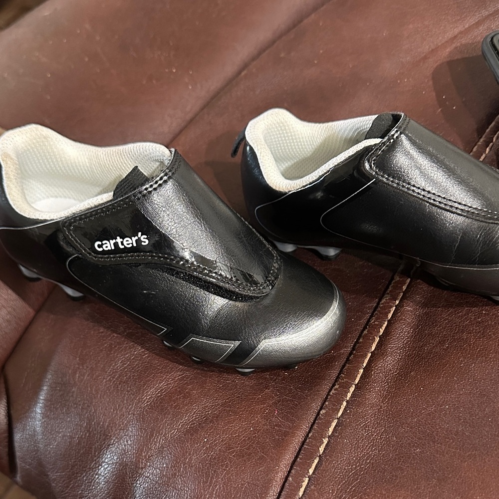Carter's Black Kids Soccer Cleats with White Lining